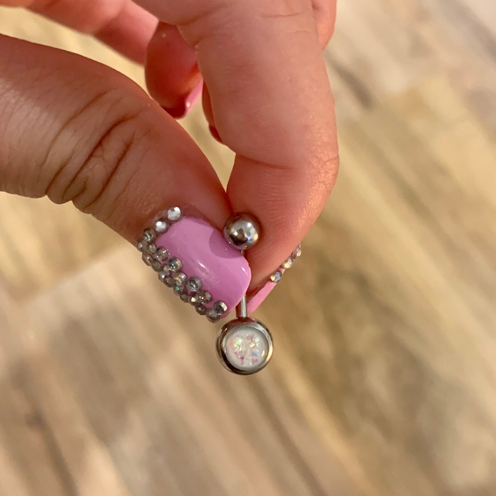 Opalite surgical steel belly ring